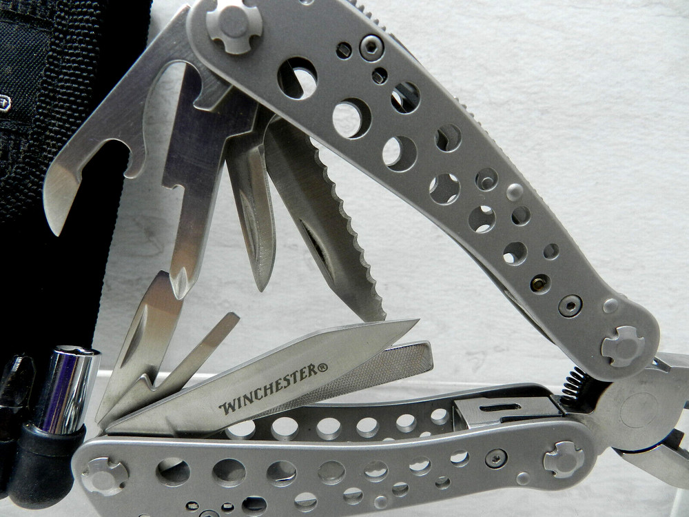 Winchester Stainless Multi Function Folding Pliers Pocket Utility Knife w/Sheath