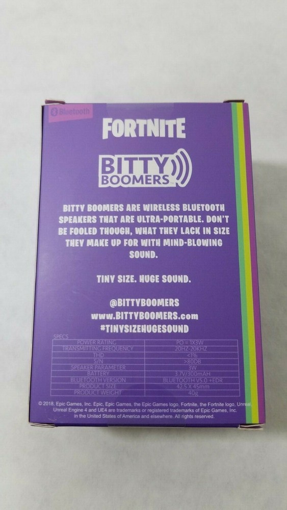 Fortnite Brite Bomber Bitty Boomers Wireless Bluetooth Speaker NIB