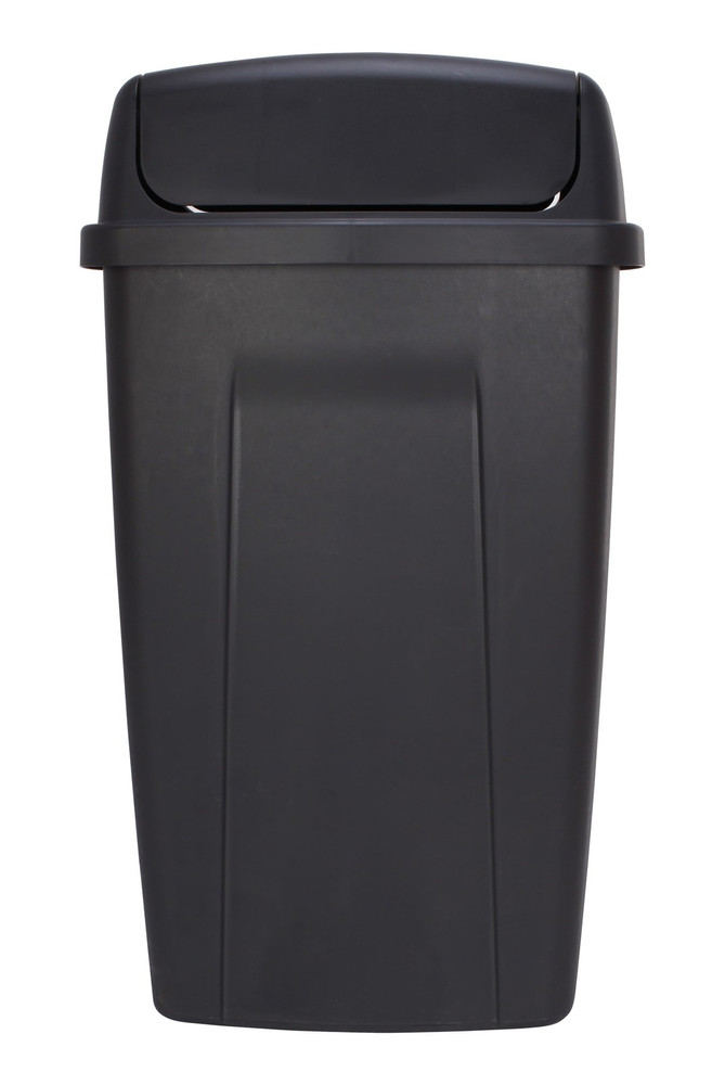 13 Gallon Kitchen Trash Can Black Swing Top Lid Plastic Garbage Bin