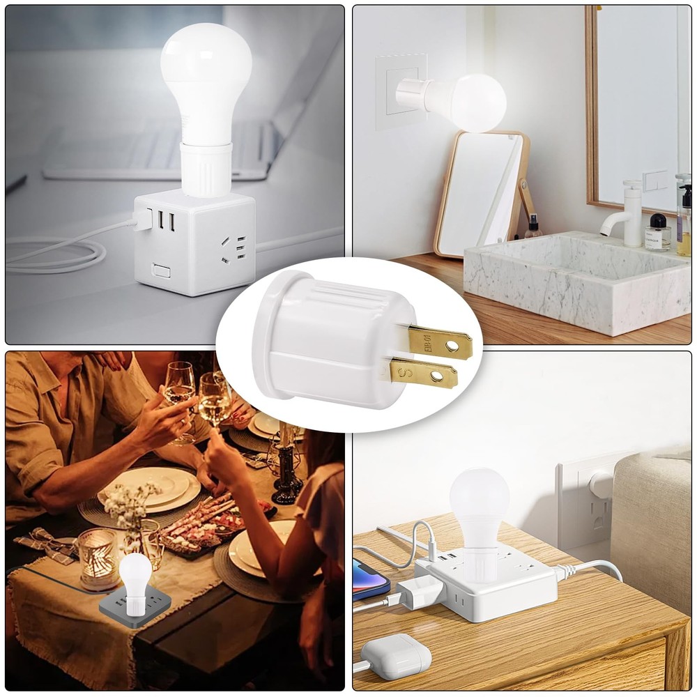Outlet to Socket Adapter, Plug-in Light Socket, Convert Outlet to Light Bulb ...
