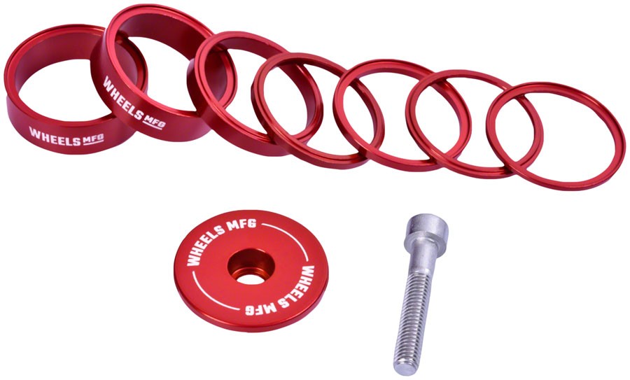 Wheels Manufacturing Red StackRight Aluminum Headset Spacer Kit - Precision