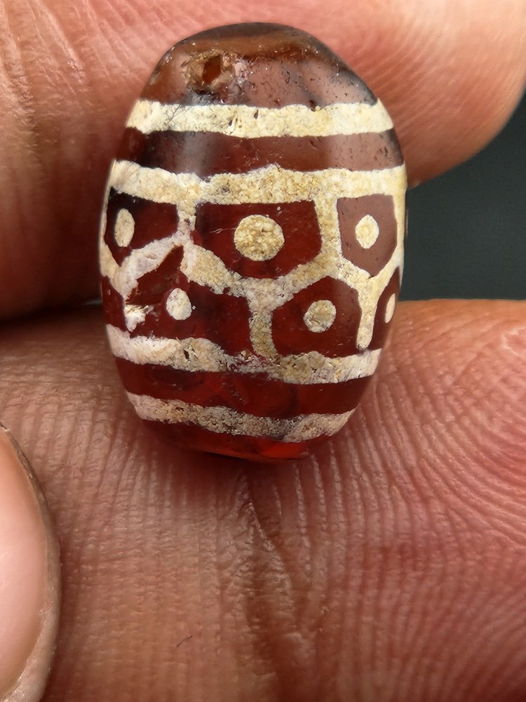 Ancient Etched Carnelian Longevity Bead over 2000 Year Old In great Condition