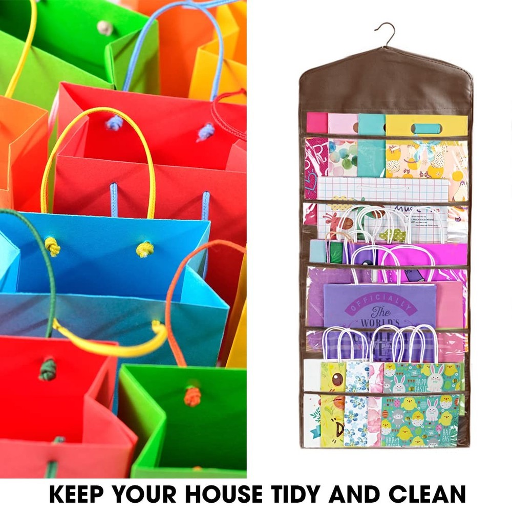 Gift Bag and Tissue Paper Storage, Hanging Organizer with Multiple Front and ...