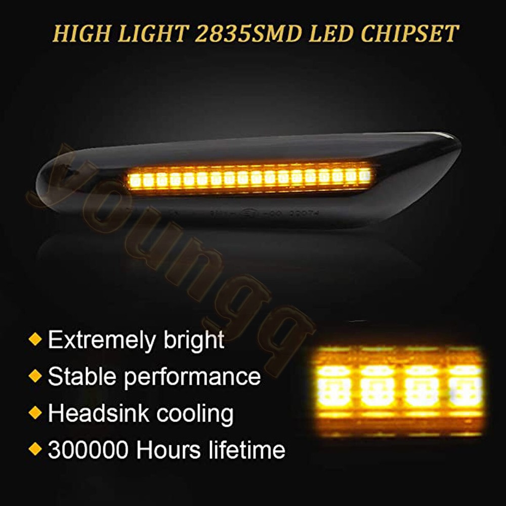 For BMW E60 E82 E83 E90 E92 E46 LED Front Fender Side Marker Turn Signal Lights