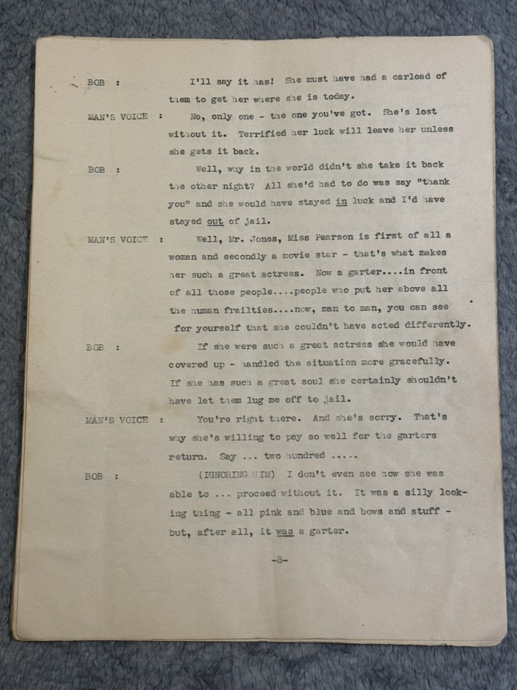 "STAR & GARTER" by ED BRADY & HARVEY STEVENS Script Radio Typed Inscribed