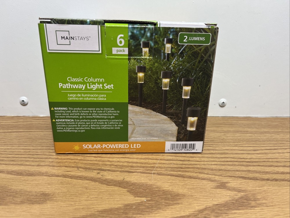 Solar Powered Black Classic Column Pathway and Landscape LED Lights 6 Per Box 3K