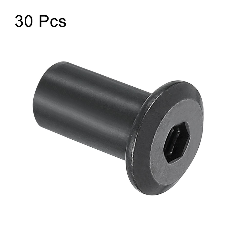 M6x15mm Hex Socket Head Insert Nut Screw Post Sleeve Nut Black Oxide 30pcs