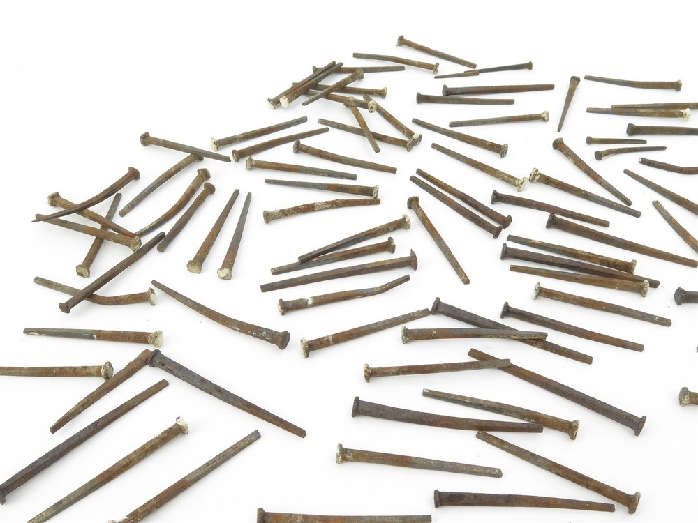 100+ Antique Square Nails, 2"-3" Length, Various Widths