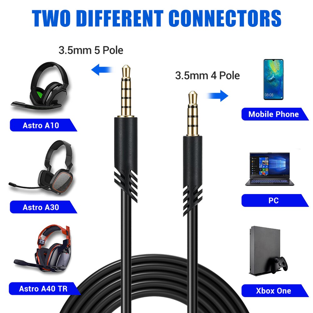 2M Replacement Audio Cable Cord Volume Control for Astro A10 A40 Gaming Headset