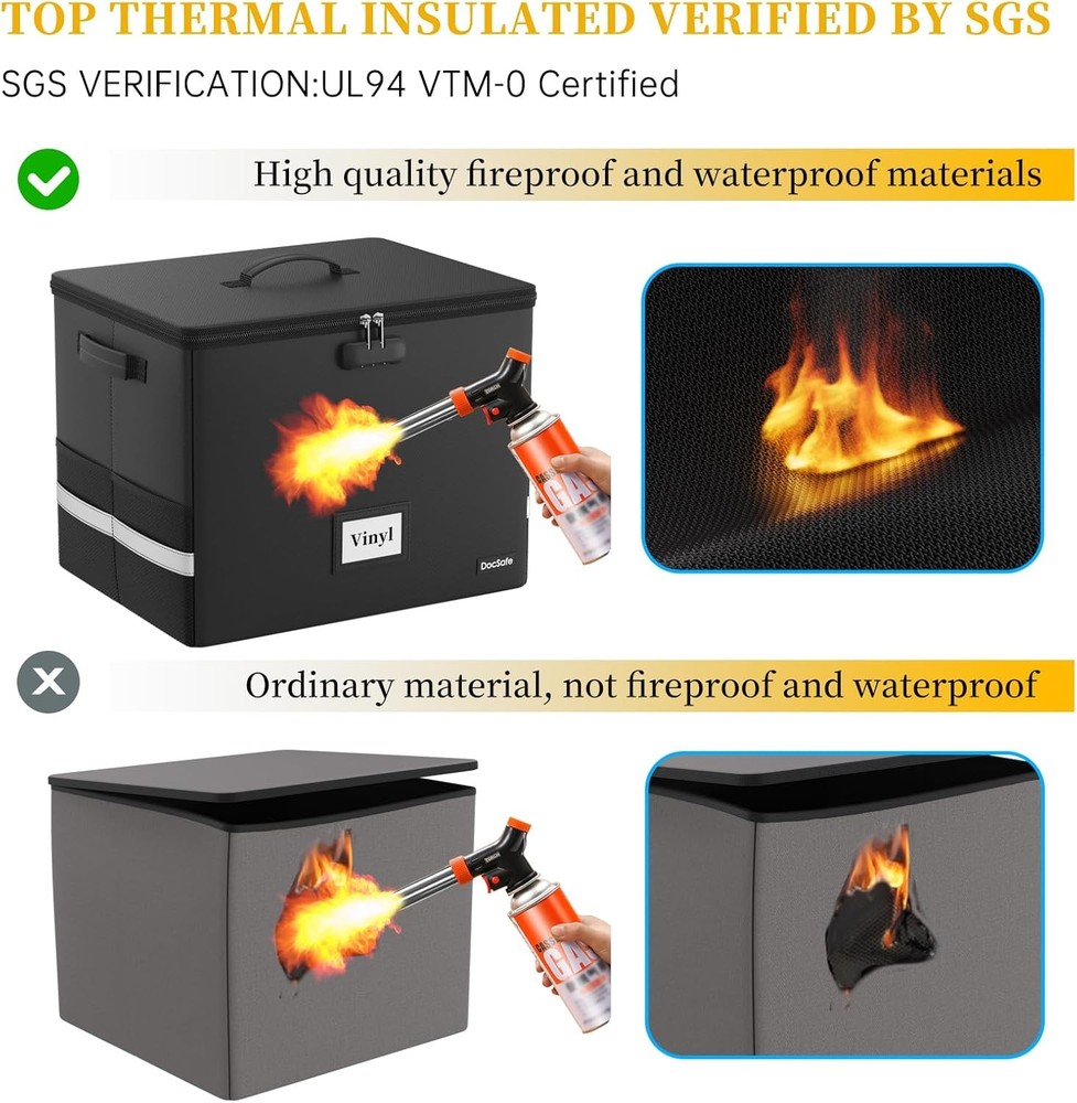 NEW.Fire-Resistant Vinyl Record Storage Box (Lockable)