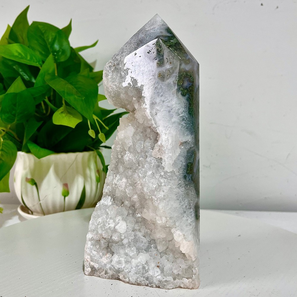 3.54LB Water grass agate wide column obelisk sample column