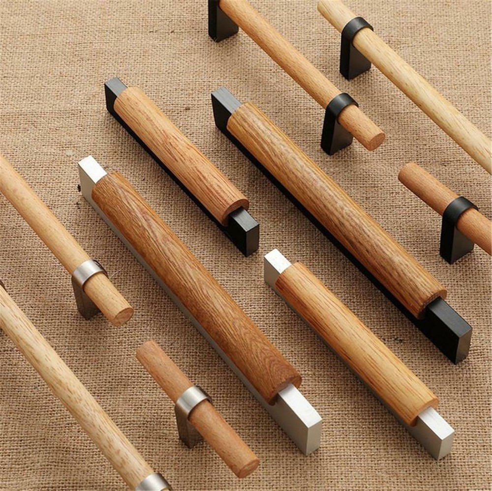 Beech Wood Cabinet Pull Wardrobe Closet Cabinet Handles Kitchen Pulls Knobs