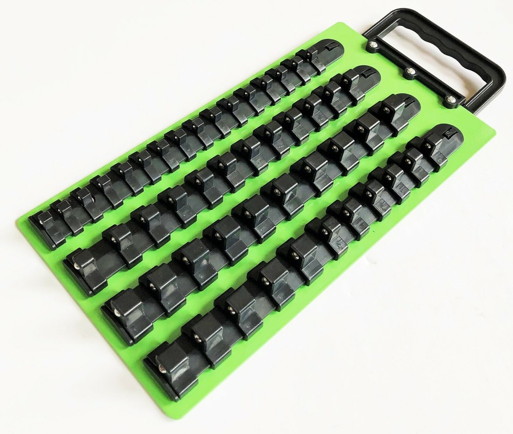96pc GOLIATH INDUSTRIAL SOCKET ORGANIZER TRAY RAIL RACK HOLDER SET GREEN BLACK