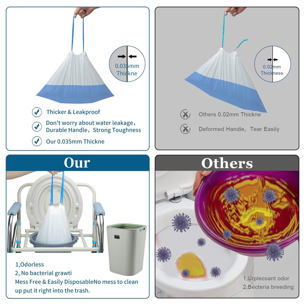 SAMEKY Commode Liners with Absorbent Pads | 1 Count (Pack of 100)