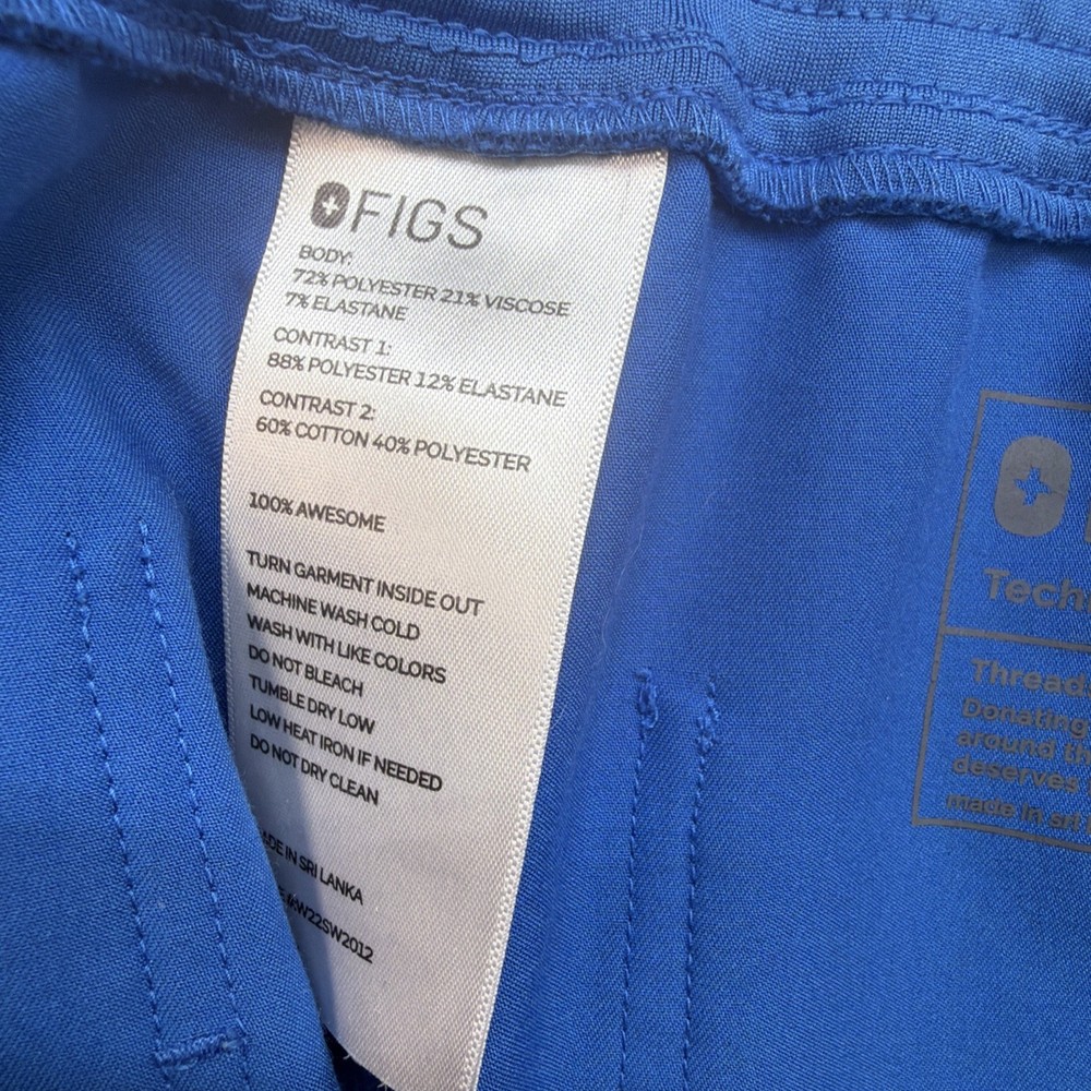 FIGS Scrub Set Blue Technical Collection V Neck Top Jogger Pants M