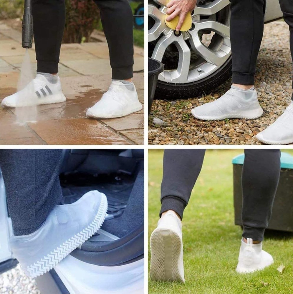 Waterproof Shoe Silicone Covers UNISEX (LARGE/WHITE)