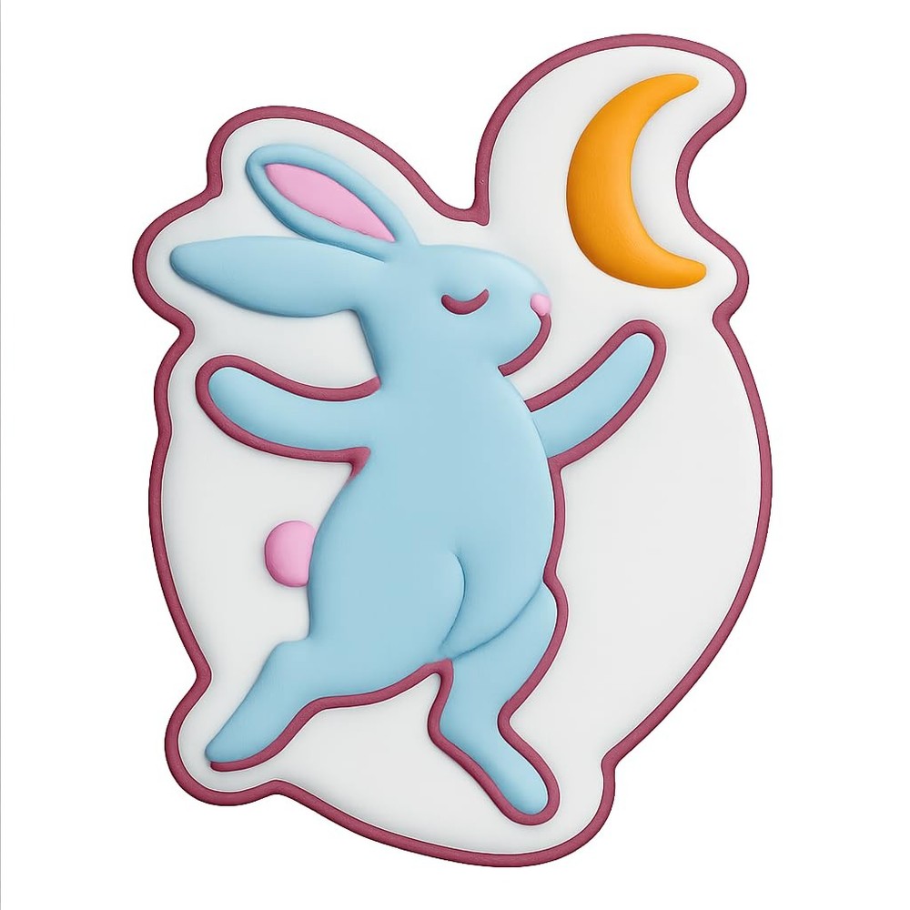 Dancing Bunny Beneath Moon Cookie Cutter & Stamp - 4x3.5" Creative Baking
