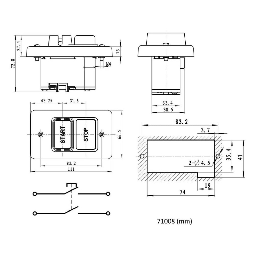 POWERTEC 120/230V Single Phase On/Off Switch with Hardware Kit (71652)