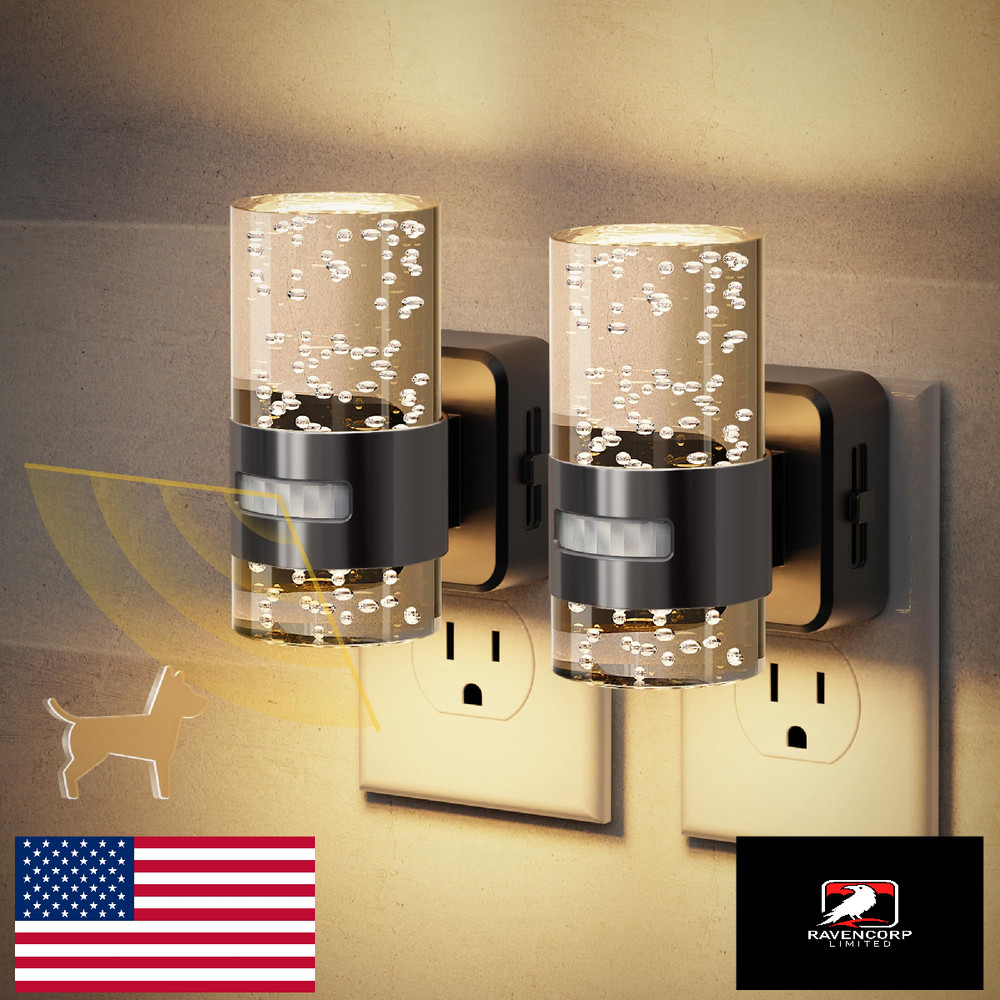 JandCase Motion Sensor Night Light, Night Lights Plug Into Wall, 2 Pack 3000k LE