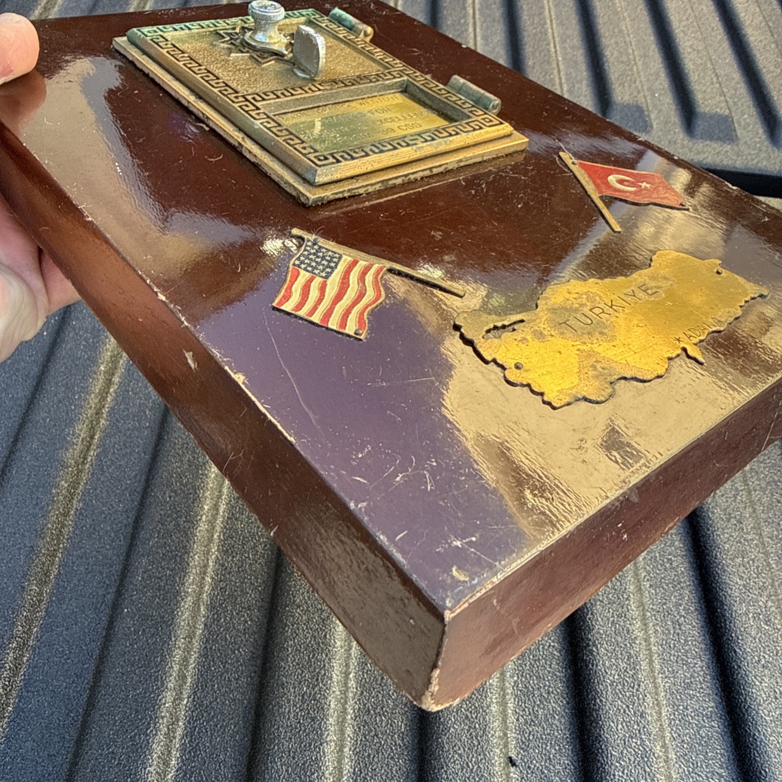 Vintage Brass Post Office Door Plaque-Col. Westover Incirlik AB Turkey