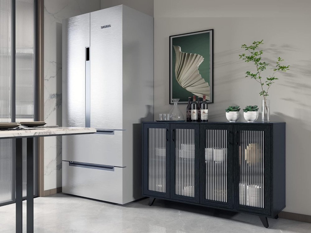 Elegant Black Kitchen Buffet Server Console Table with Doors - 49 Inch
