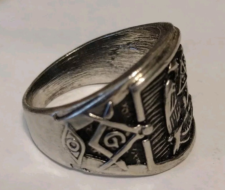 Silver Masonic Ring SIZE 9 Master Mason Scottish Rite 32° Freemason DBL Eagle