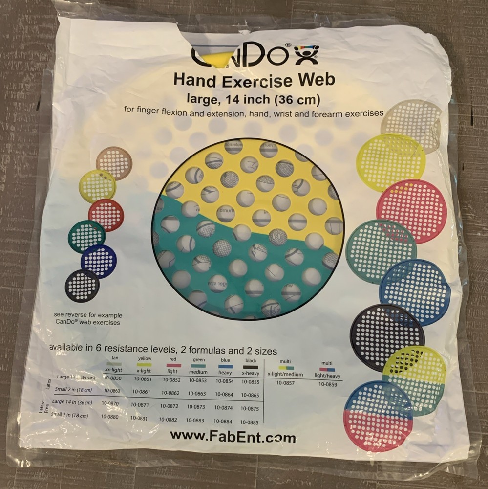 EUC CanDo Hand Exercise Web - Large 14" Diameter - Yellow/Green (x-light/medium)
