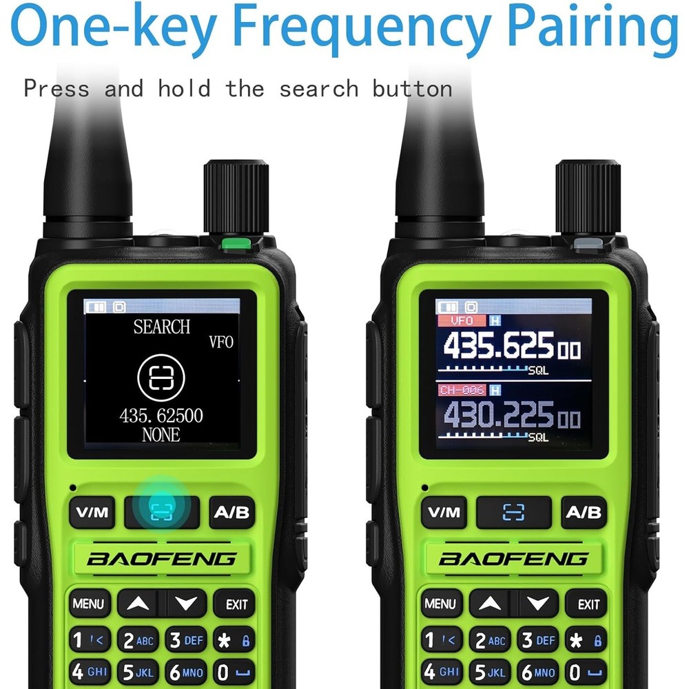 2x UV5R-Mini Ham Compact Radio Green Bluetooth App Program 999CH USB-C Charge