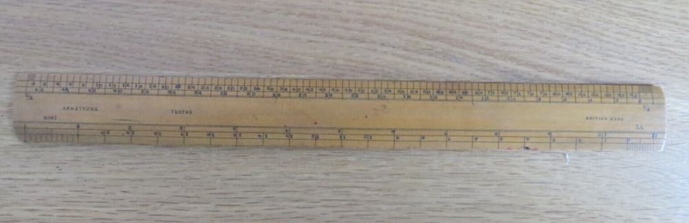VINTAGE BOXWOOD SCALE RULER   1ft - Armstrong - Multiple Graduations