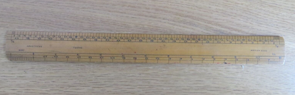 VINTAGE BOXWOOD SCALE RULER 1ft - Armstrong - Multiple Graduations