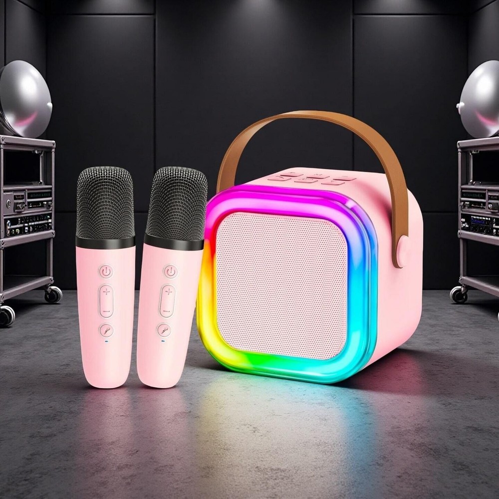 Portable Bluetooth Speaker Karaoke Machine System +Microphone Party Light /Strap