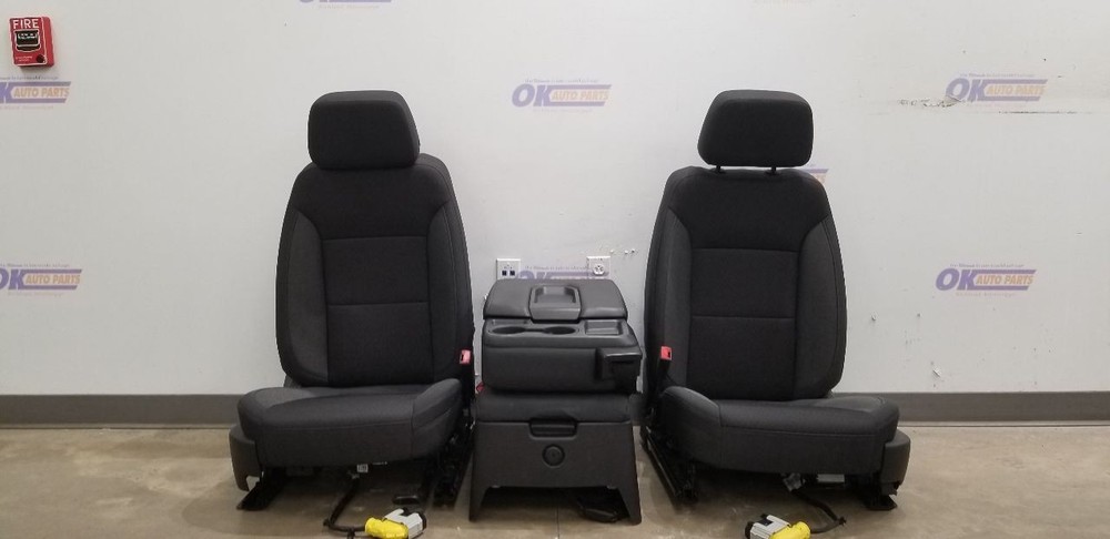 20 CHEVY SILVERADO 1500 LT FRONT SEAT SET WITH CONSOLE BLACK CLOTH HEATED