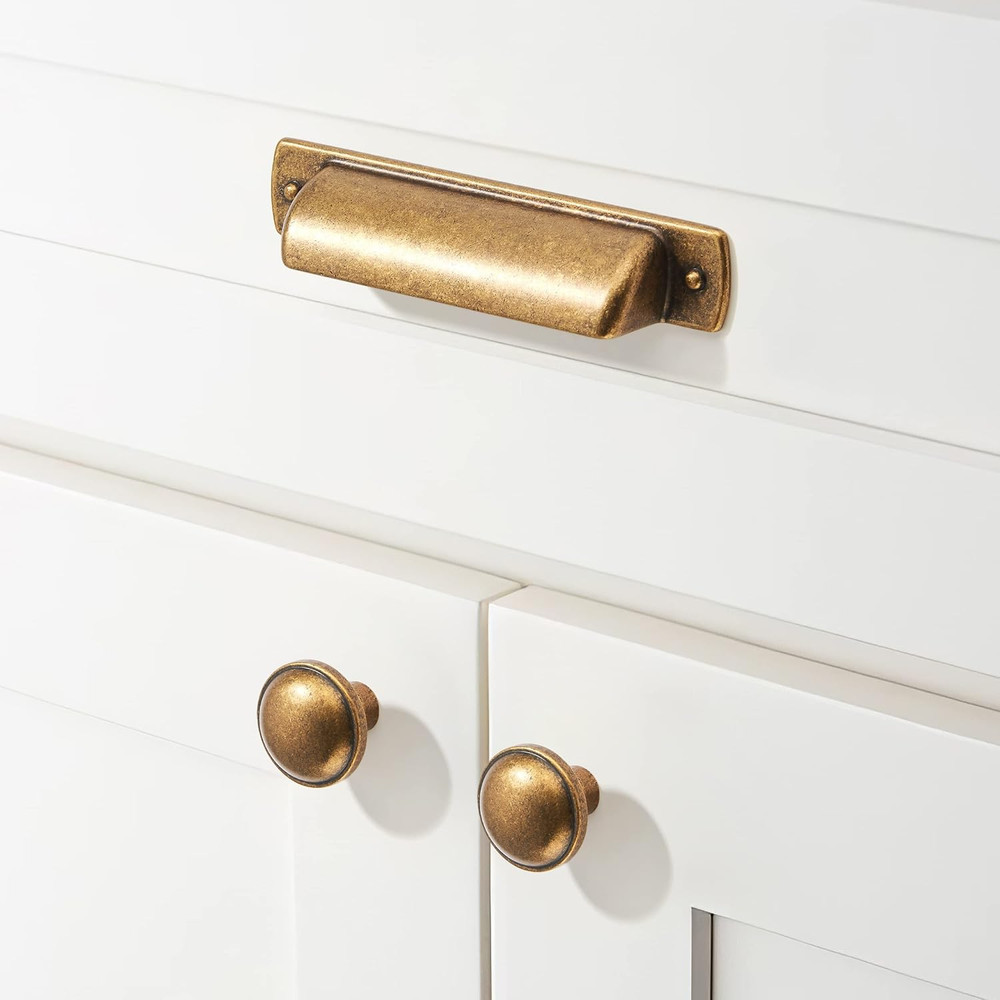 10 Pack 3" Drawer Pulls Antique Brass Cabinet Cup Pulls Kitchen Hardware Cabinet