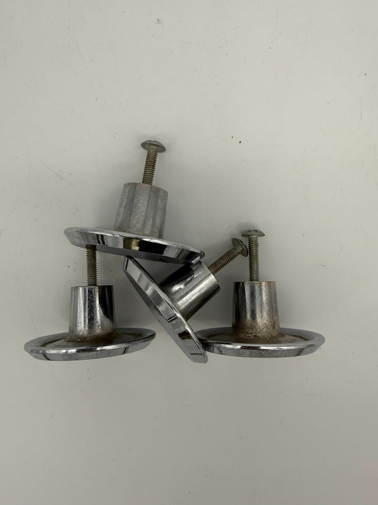Vintage Chrome Cabinet Drawer Pull Knobs Mid Century 1. 5" Diameter Lot Set 4