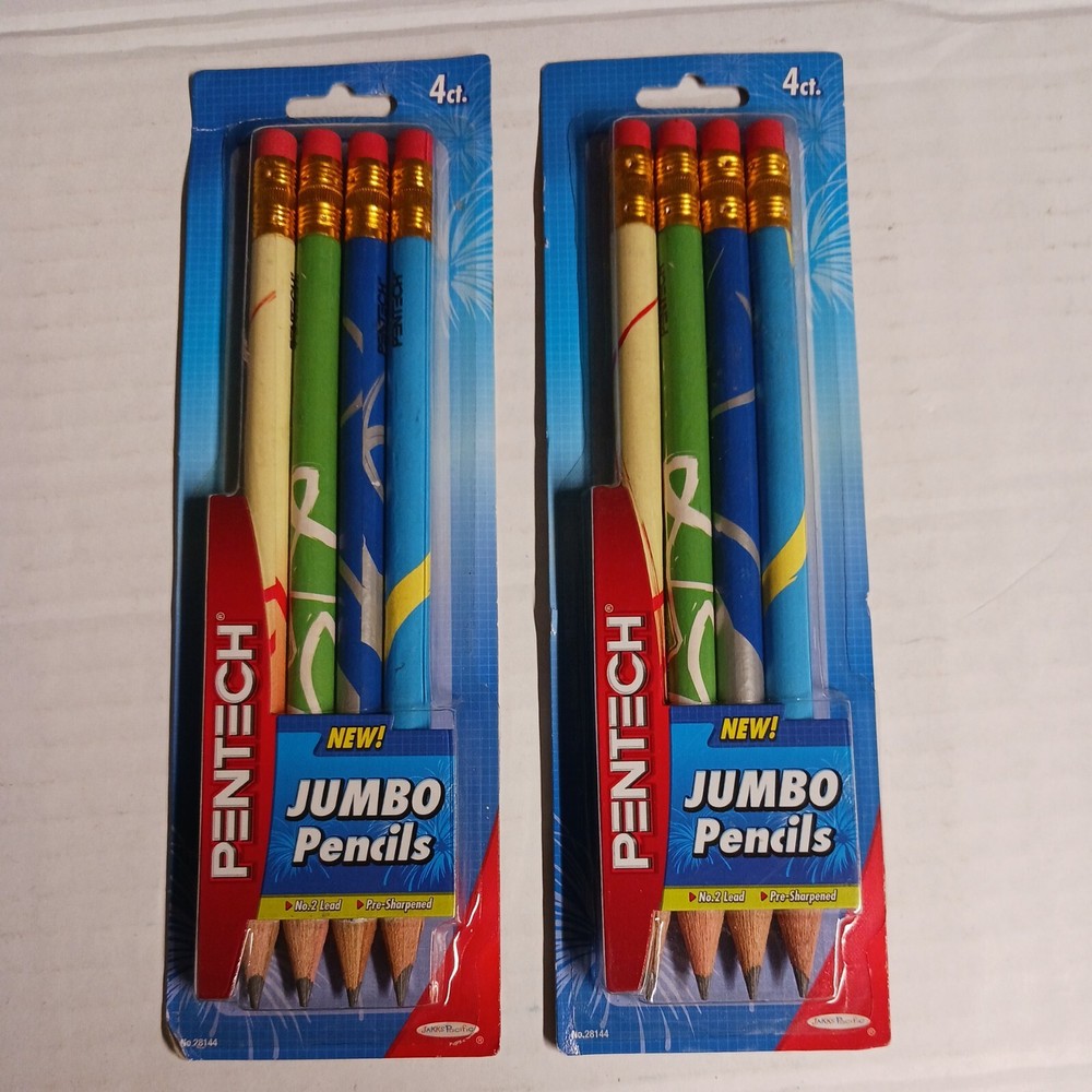 PENTECH JUMBO PENCILS Pre Sharpened Brand New 2 Packages