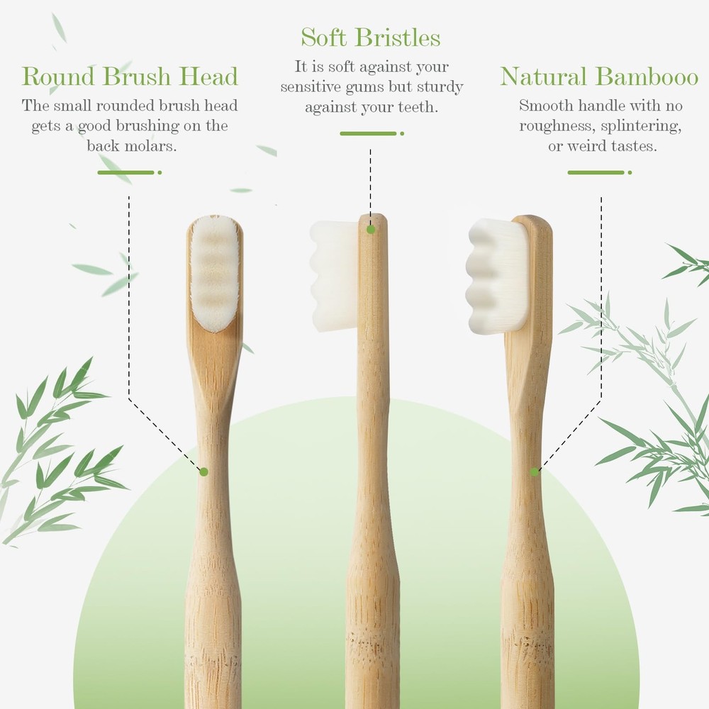 Daletu Extra Soft Bamboo Toothbrushes for Sensitive Gums, 20000 Extra Soft Br...
