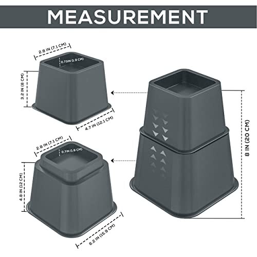 Adjustable Bed Risers, Stackable Frame Furniture Risers, 3, 5 or 8 Inch Height