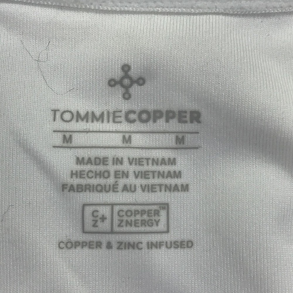 Tommie Copper Mens Medium Compression Shirt White Lower Back Support Zip Top