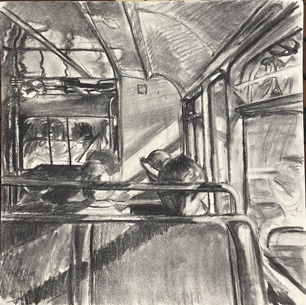 Northern Art original charcoal drawing. Signed.