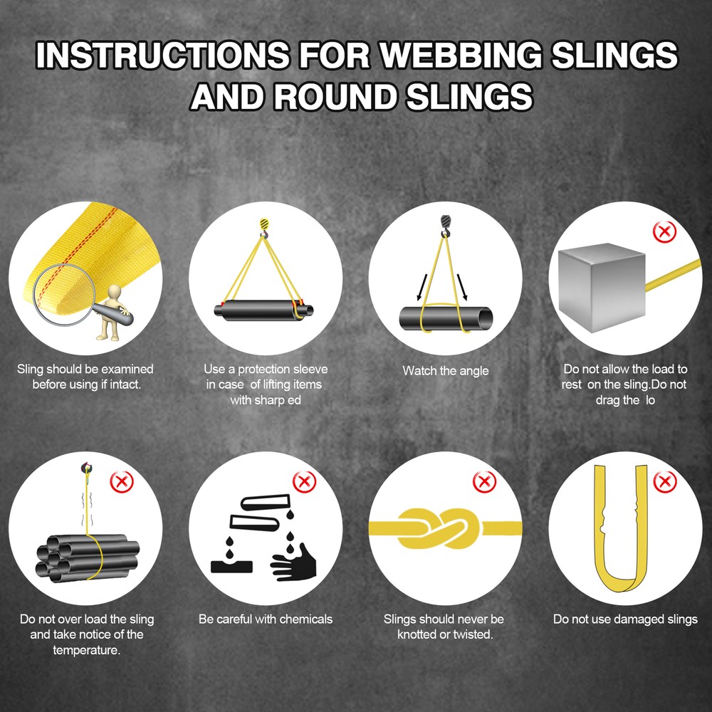 2Pack 2" x 6FT Lifting Sling Straps with Heavy Duty Flat Loops Performance Strap