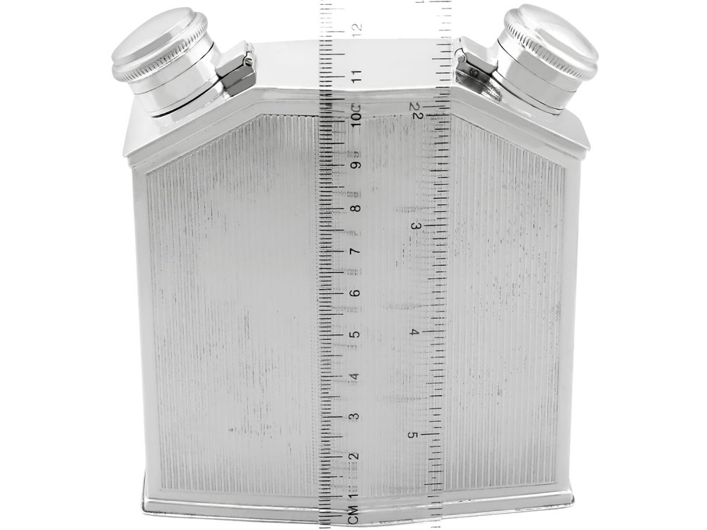 Antique Sterling Silver Double Radiator Hip Flask