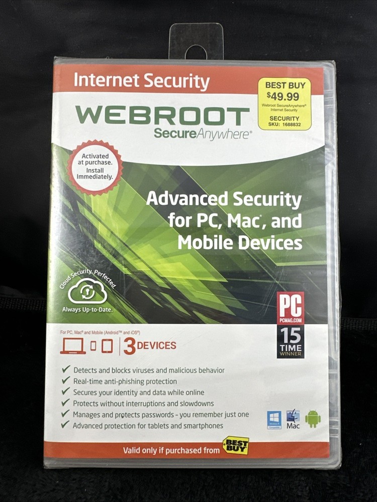 NEW SEALED Webroot SecureAnywhere Internet Security Windows MAC Android iOS
