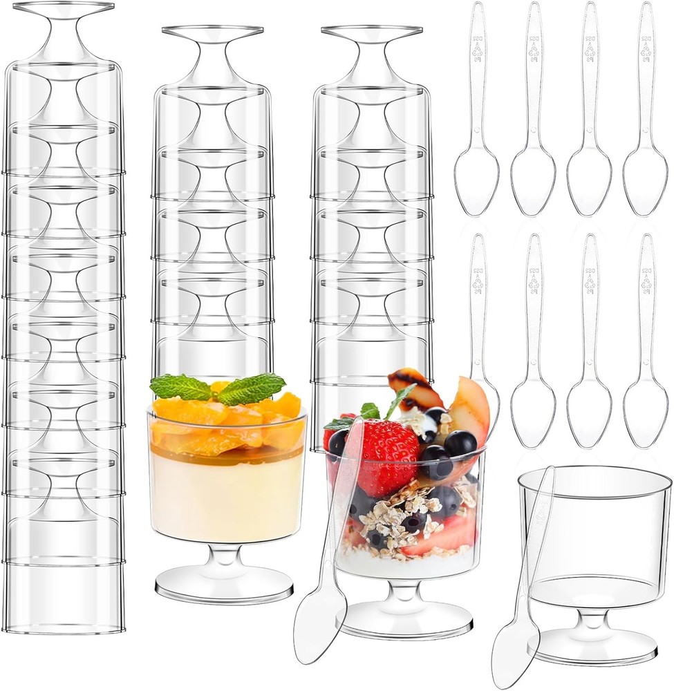 Dert Cups with Spoons Mini Clear Plastic Dert Parfait Cup 60 Pc