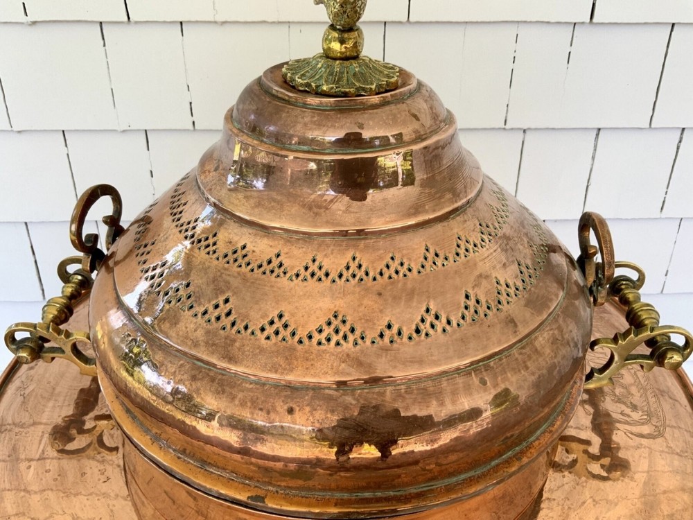 Middle Eastern Vintage Brazier Heater FirePit Polished Brass & Copper 35" MINT!