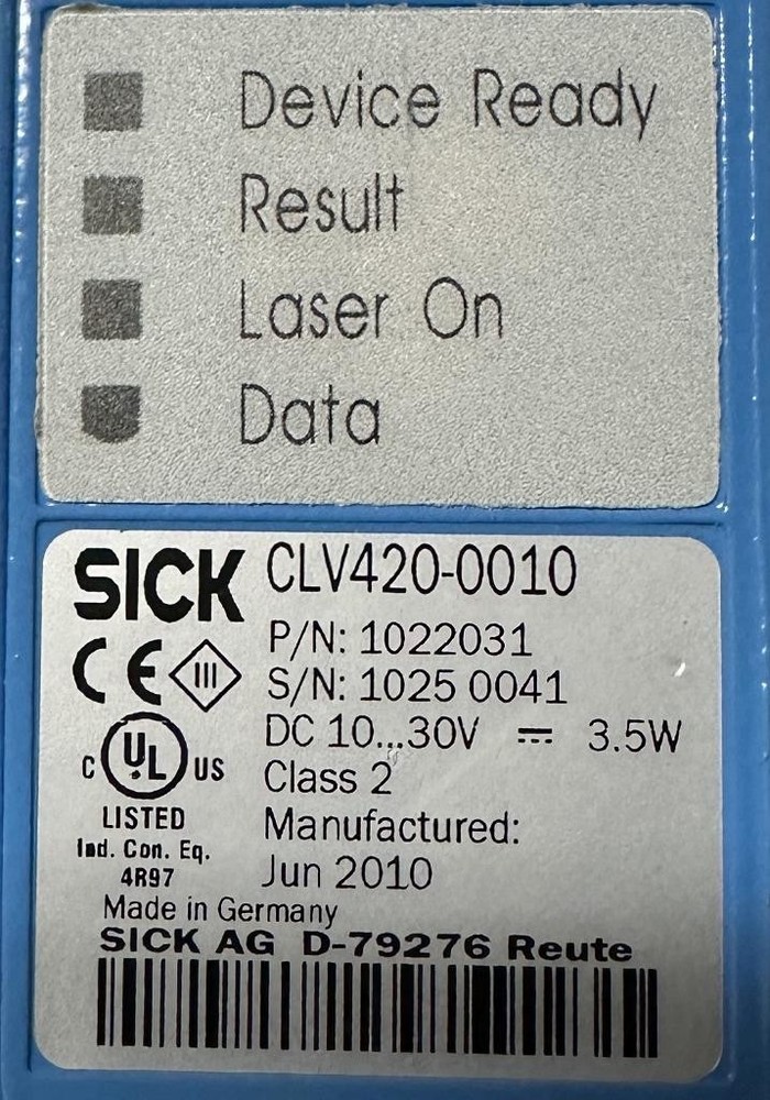 Sick CLV420-0010 Barcode Scanner Fixed Mount 10-30 VDC Mid Range 1022031
