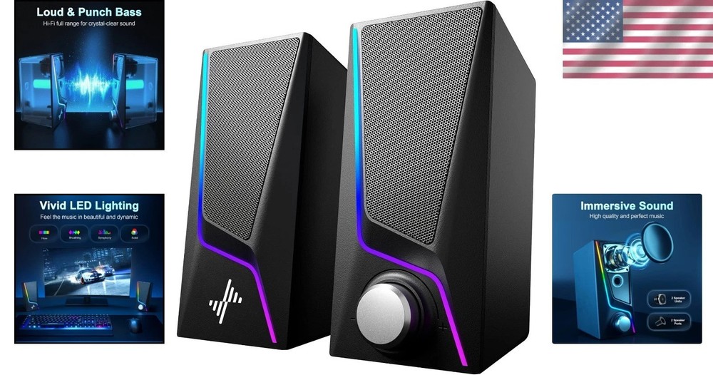 USB-Powered Hi-Fi Speakers with Touch Control & Versatile Device Compatibility