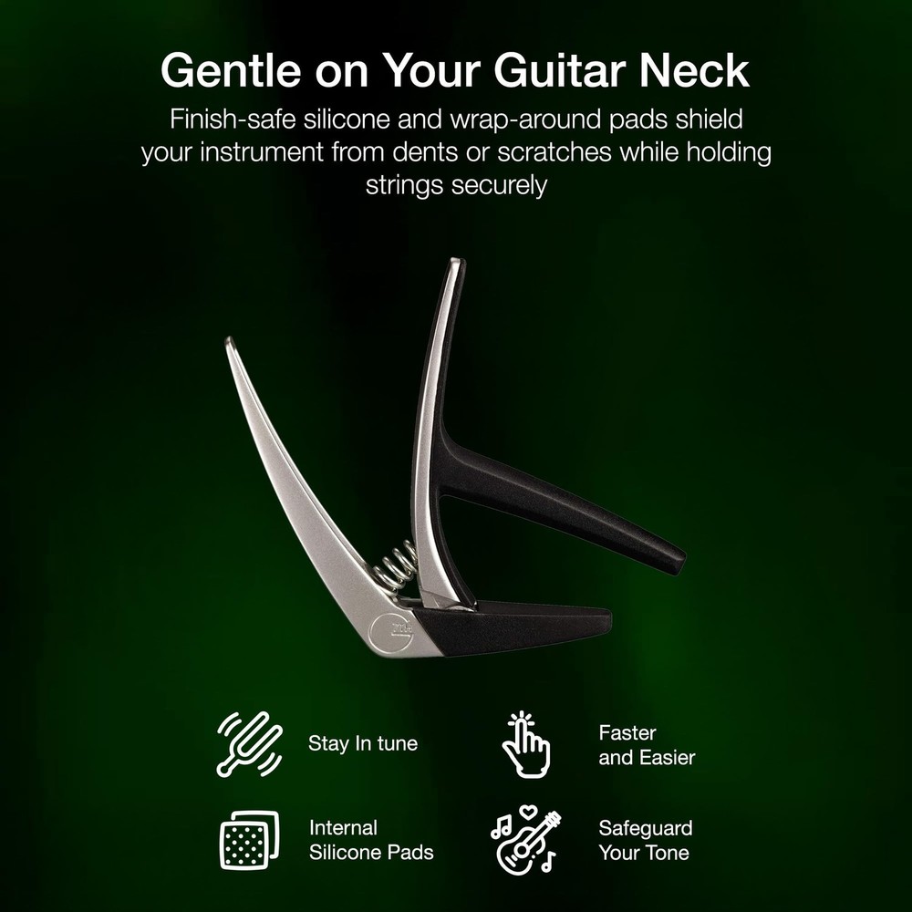G7th Nashville 6 String Classical Silver Guitar Capo - Lightweight and Low Pr...