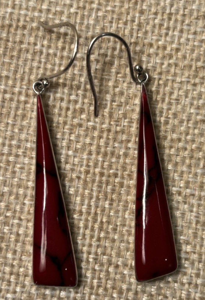 Sterling Silver Red Jasper Dangle Drop Earrings