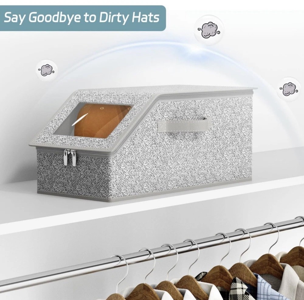 Hat Organizer for Baseball Caps Holder, Stackable Hat Storage Box Case with Lids