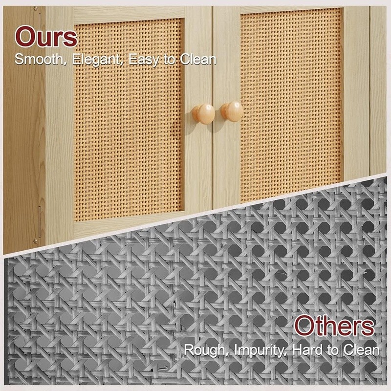 Rattan Mesh Small Kitchen Cabinet Storage Bar Console Entryway Buffet Organizer